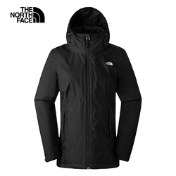 【The North Face 官方旗艦】北面女款黑色防水透氣保暖連帽三合一外套｜88RXJK3