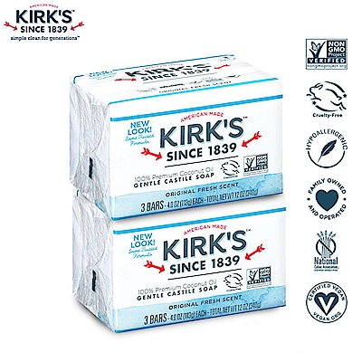 Kirks Natural 柯氏經典皂 原創保濕椰子 6入組 (113g x6)