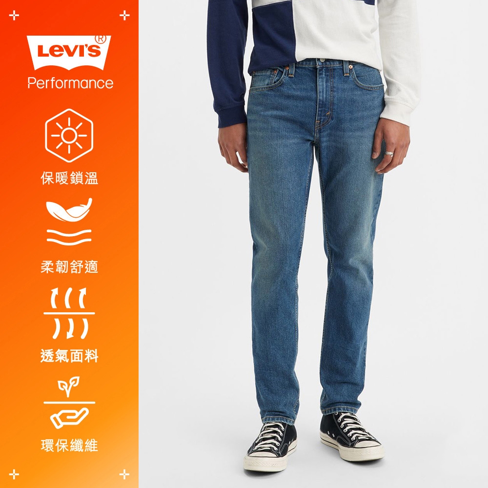 Levis 男款 上寬下窄 502舒適窄管刷毛牛仔褲 / 精工中藍染刷白 / 彈性布料