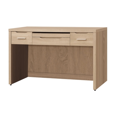 【文創集】辛頓 時尚4尺三抽書桌(附鍵盤架)-121x57.6x77cm免組