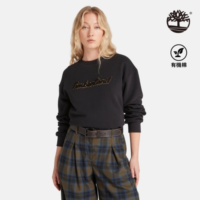 timberland 女款黑色寬版logo長袖套頭上衣|a6hv5001