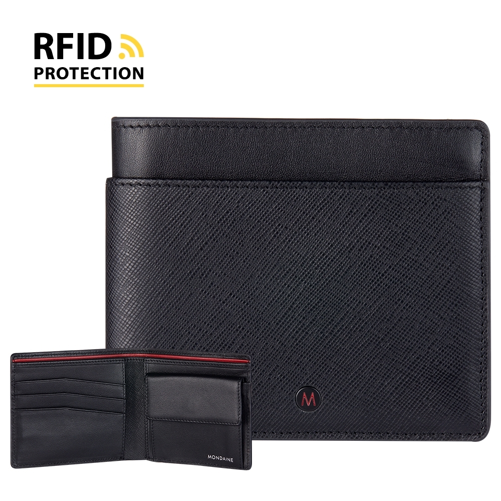 MONDAINE 瑞士國鐵 蘇黎世系列 RFID防盜 8卡零錢包短夾 - 十字紋