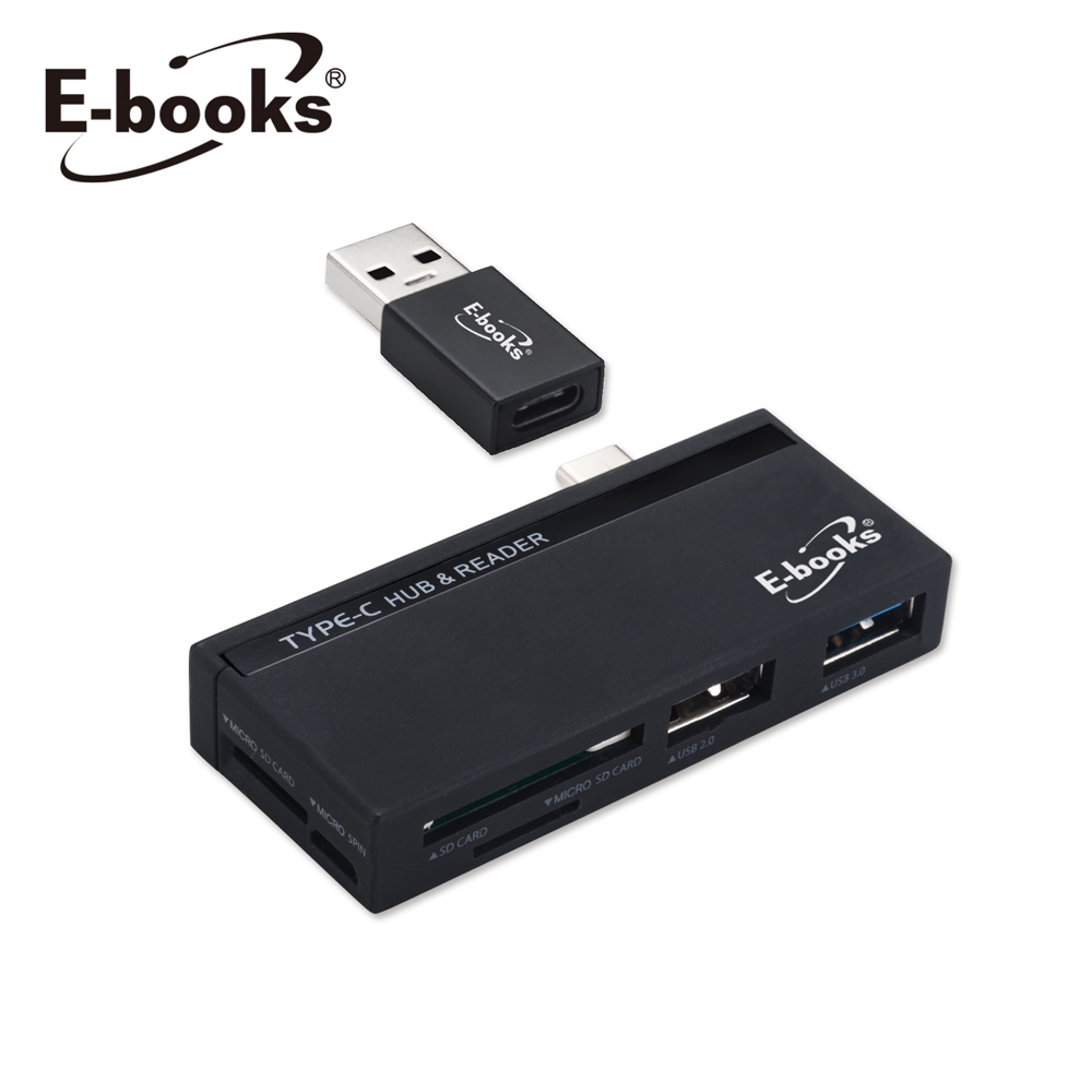 E-books T42 Type C+USB3.0萬用雙介面OTG HUB讀卡機