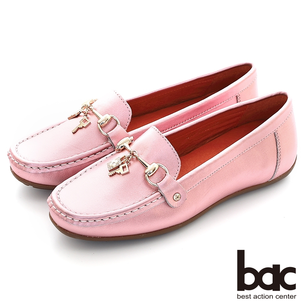 【bac】金屬皮料吊飾樂福鞋-粉紅色