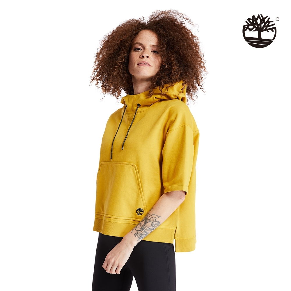 Timberland 女款小麥黃有機棉短袖連帽上衣|A2BXB