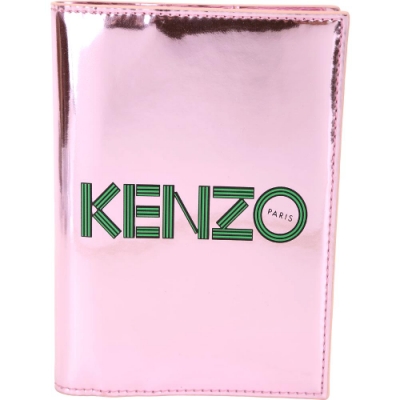 KENZO 幾何LOGO鏡面皮革護照夾(粉色)