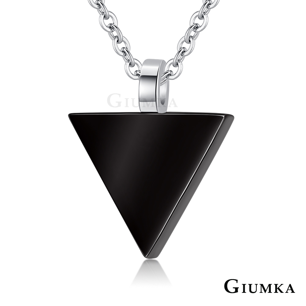 GIUMKA白鋼項鍊刻字推薦 女短鍊歐美極簡幾何元素 黑色三角形 單個價格
