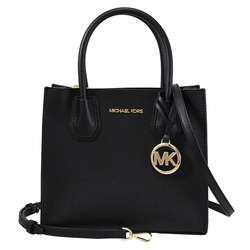 MICHAEL KORS  MERCER 素色荔枝皮革雙層兩用手提包(黑)