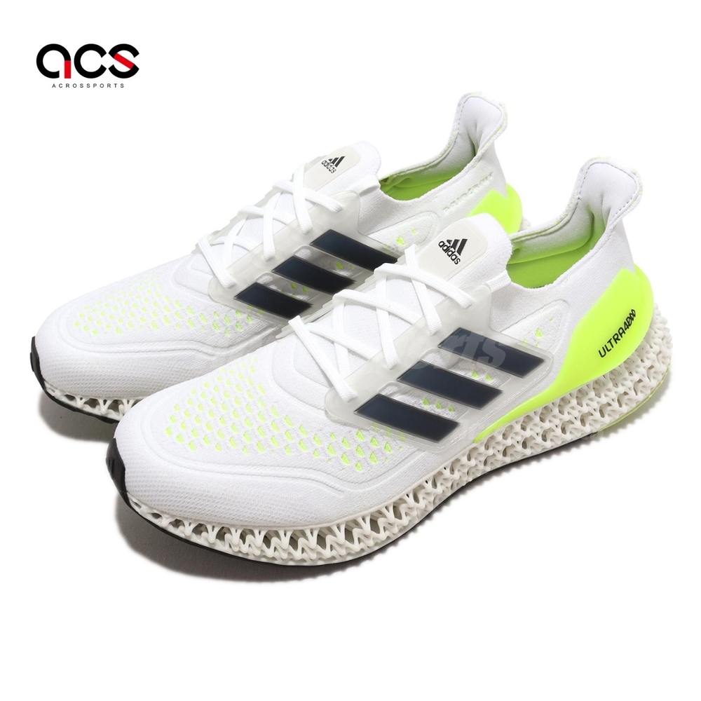 adidas 慢跑鞋 Ultra 4DFWD M 男鞋 白 螢光綠 路跑 4D中底 襪套 馬牌輪胎底 愛迪達 GZ6941