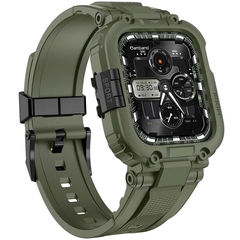 AmBand Apple Watch 專用保護殼-M1 軍綠TPU錶帶-42mm/44mm/45mm | 純銀 | Yahoo奇摩購物中心