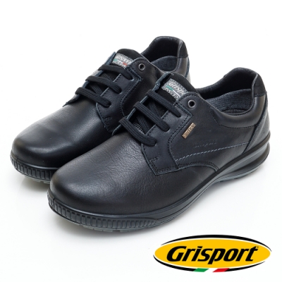 Grisport 義大利進口-高質感綁帶厚底真皮休閒鞋-黑色