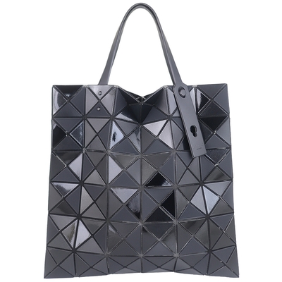 ISSEY MIYAKE 三宅一生 BAOBAO 黑色四種材質三角格6x6手提包