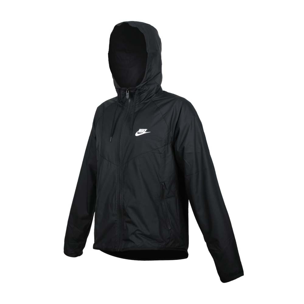 NIKE 女連帽防風外套- 慢跑 路跑 上衣 風衣 運動 NSW BV3940-010 黑白