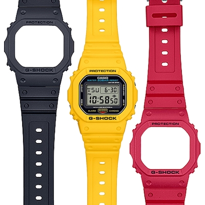 CASIO卡西歐 G-SHOCK 經典復刻 替換式錶圈/錶帶組 碳纖維核心防護 經典系列 DWE-5600R-9_43.8mm