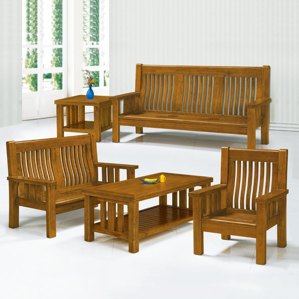 MUNA 7258型樟木色實木組椅(全組)  192X74X102cm
