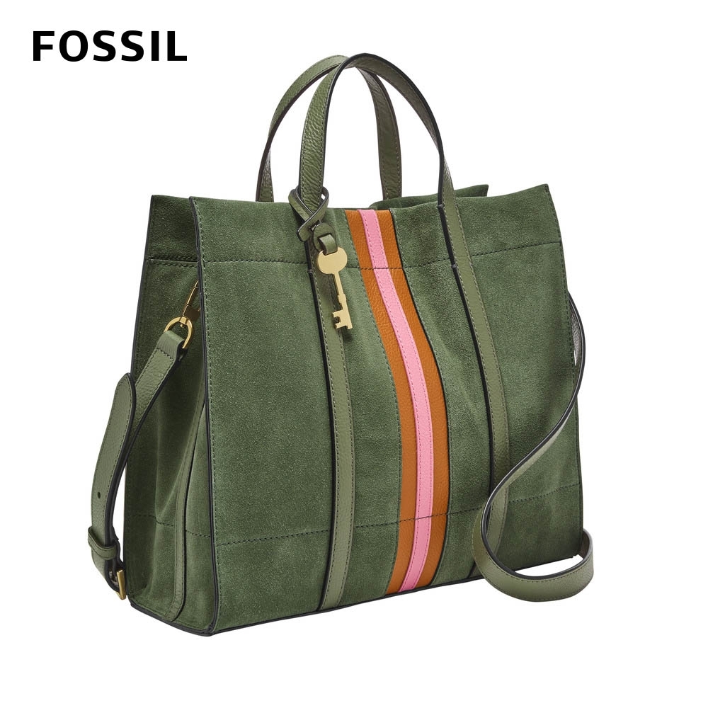 FOSSIL CARMEN 麂皮兩用手提包-橄欖綠 ZB6505355