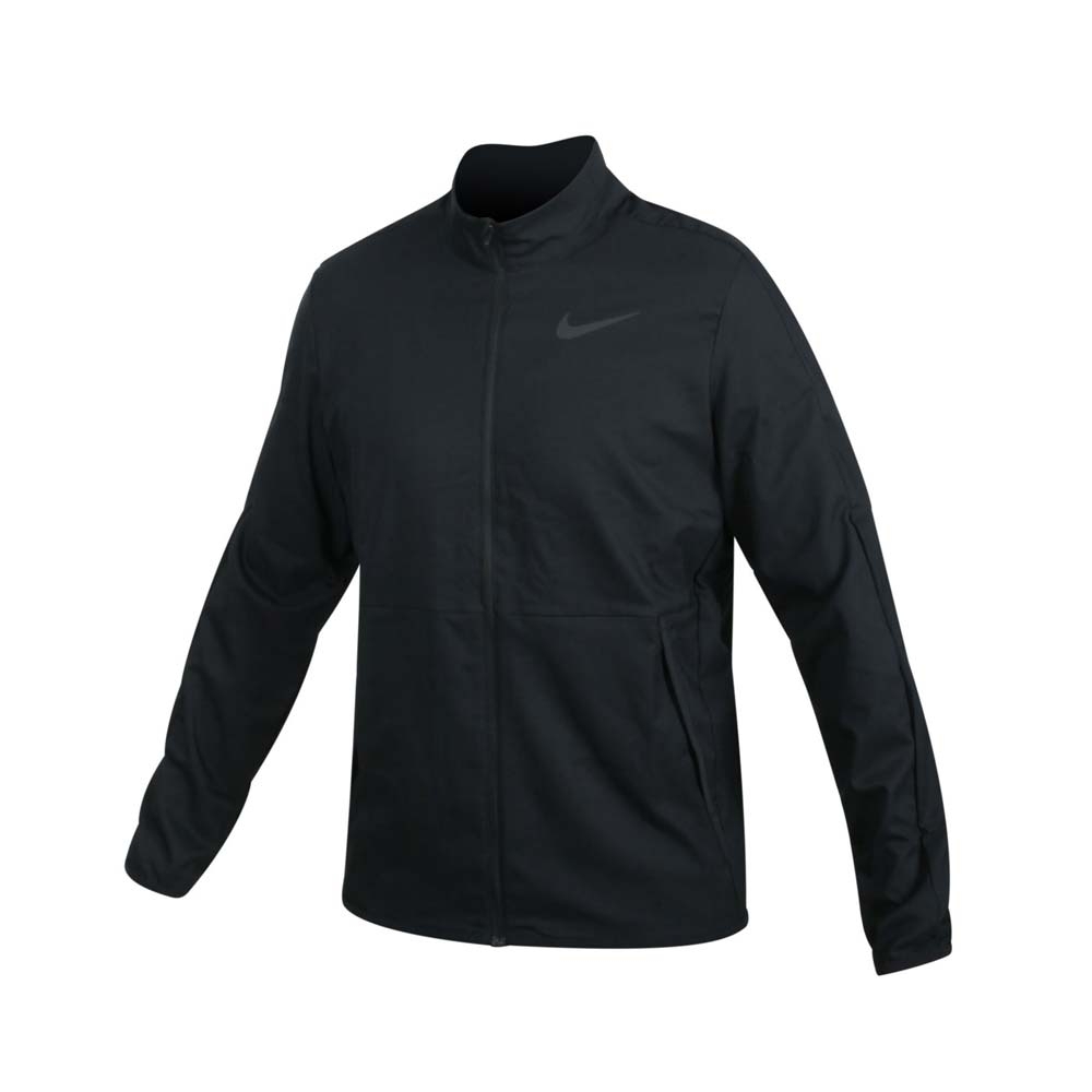 NIKE 男吸濕排汗訓練外套- DRI-FIT 梭織 立領外套 慢跑 路跑 CU4954-010 黑灰