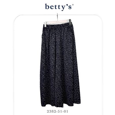 betty’s貝蒂思 腰鬆緊點點雪紡口袋寬褲(黑色)