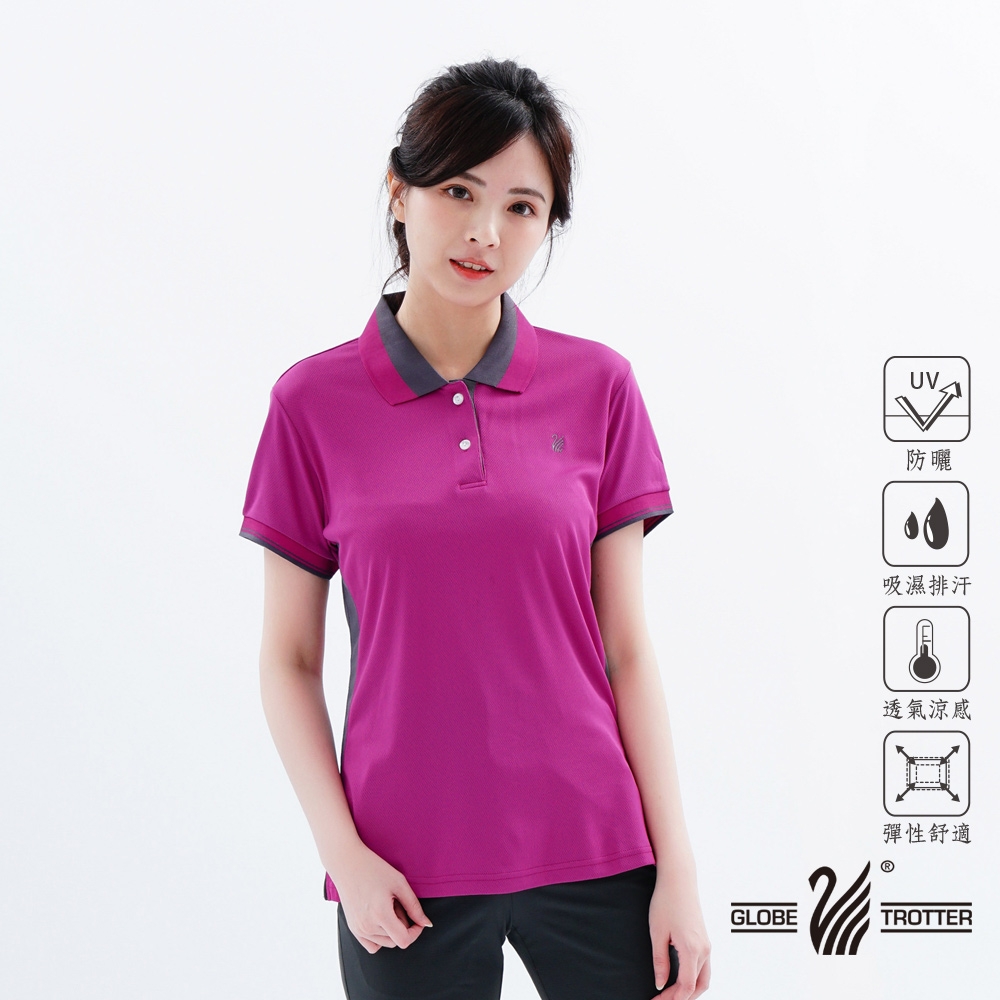 【遊遍天下】MIT台灣製女款吸濕排汗抗UV機能POLO衫S075-1紫紅
