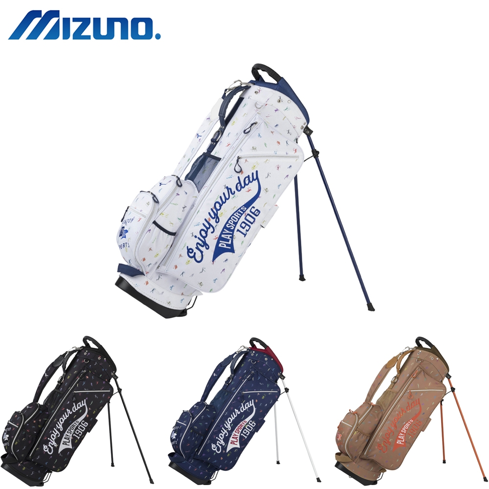 【MIZUNO 美津濃】Enjoy sports 輕量高爾夫球桿腳架袋 白/黑/藍/咖(#5LJC2235)