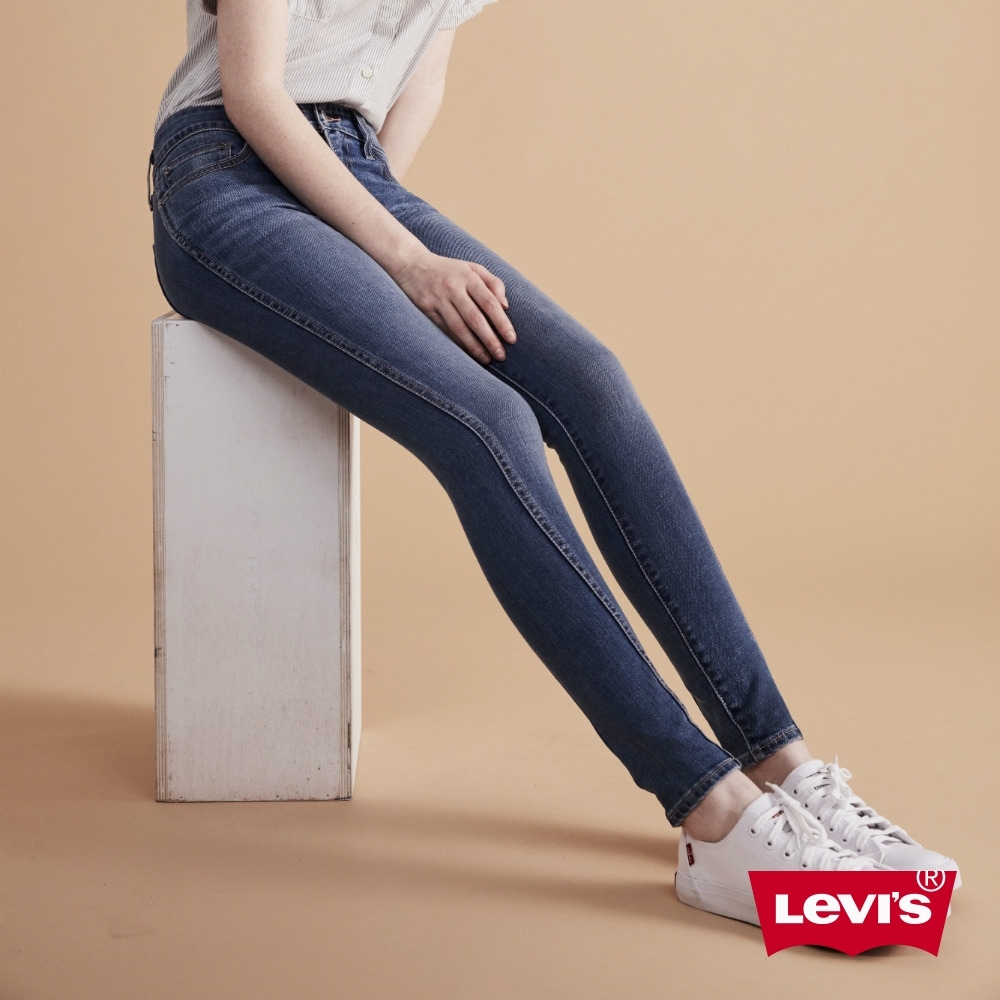 Levis 女款 311 中腰緊身縮腹牛仔褲 中藍刷白 彈性布料