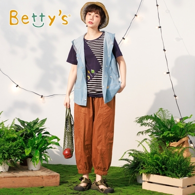 betty’s專櫃款　鬆緊腰圍寬鬆純色束口褲 (駝色)