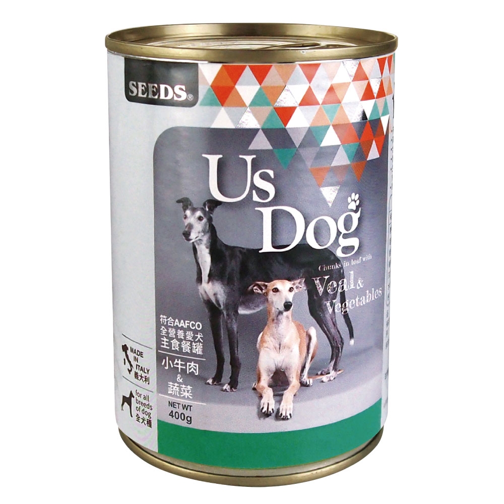 【Seeds 聖萊西】Us Dog愛犬主食餐罐-小牛肉+蔬菜風味(400gX24罐)