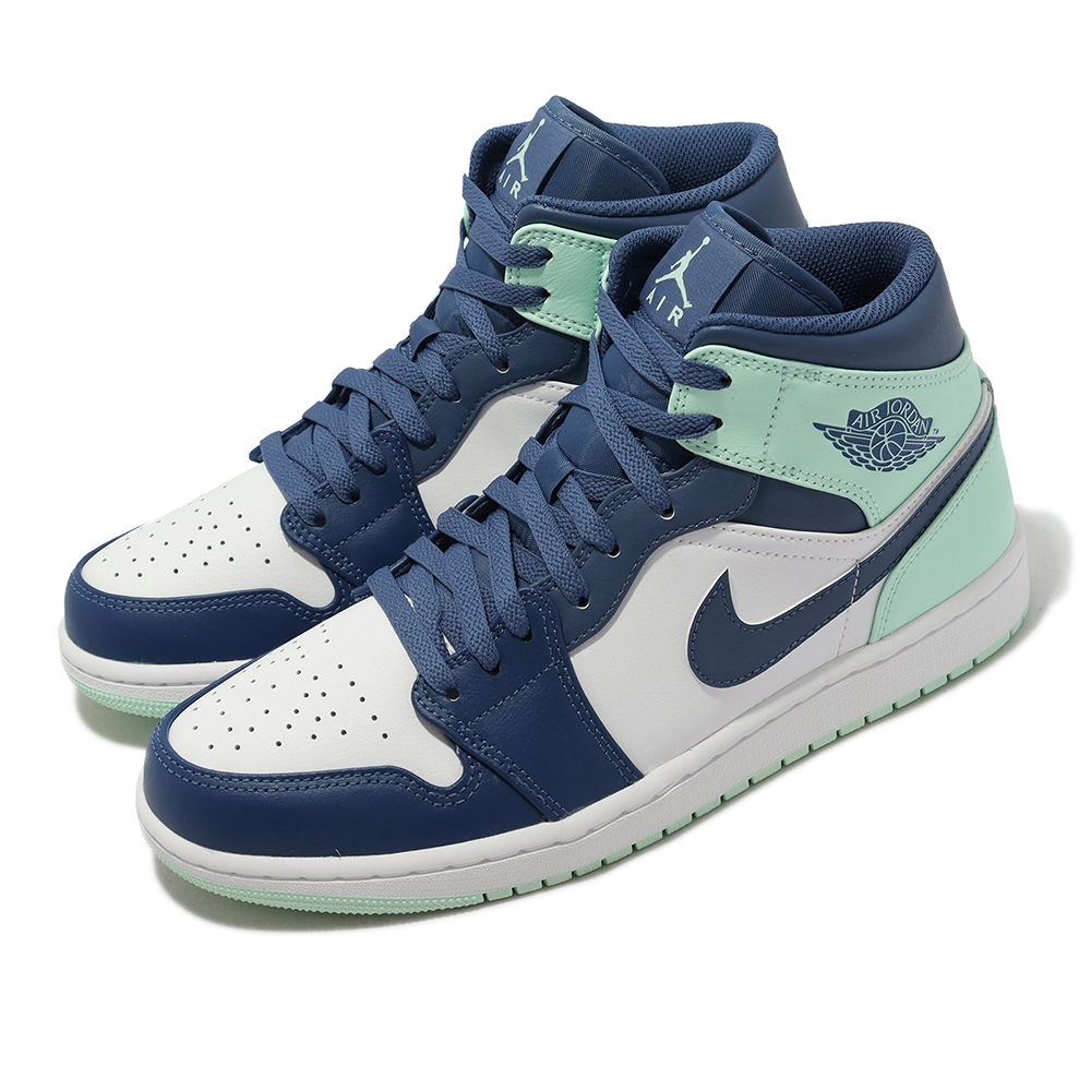 Nike Air Jordan 1 Mid Blue Mint 男鞋藍薄荷AJ1 高筒喬丹一代休閒鞋