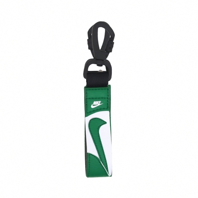 Nike 鑰匙圈 Premium Key Holder 綠 白 皮革 勾勾 荔枝皮 N101104831-1OS