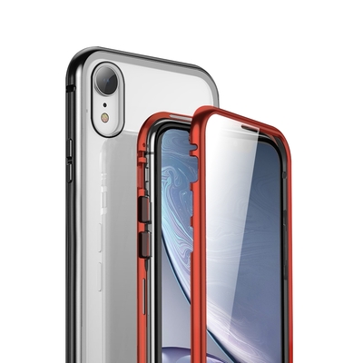 iPhone XR 金屬全包覆磁吸殼雙面玻璃手機保護殼 XR手機保護殼