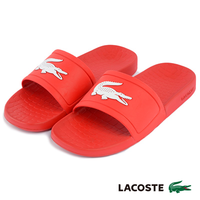 LACOSTE 女用休閒拖鞋-紅色