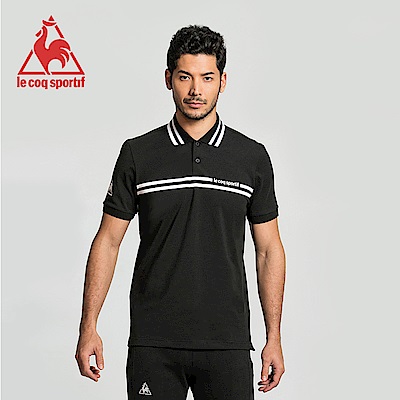 le coq sportif 法國公雞牌運動潮流短袖POLO衫 男-黑