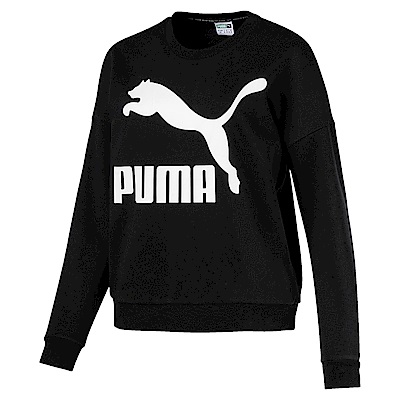 PUMA-女性流行系列No.1 Logo圓領衫-黑色-亞規