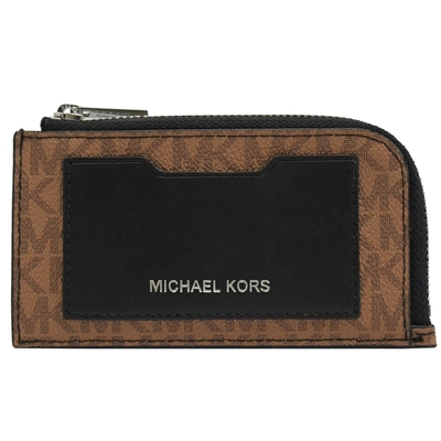 MICHAEL KORS GIFTING多卡L型拉鍊零錢包(淺棕/黑)