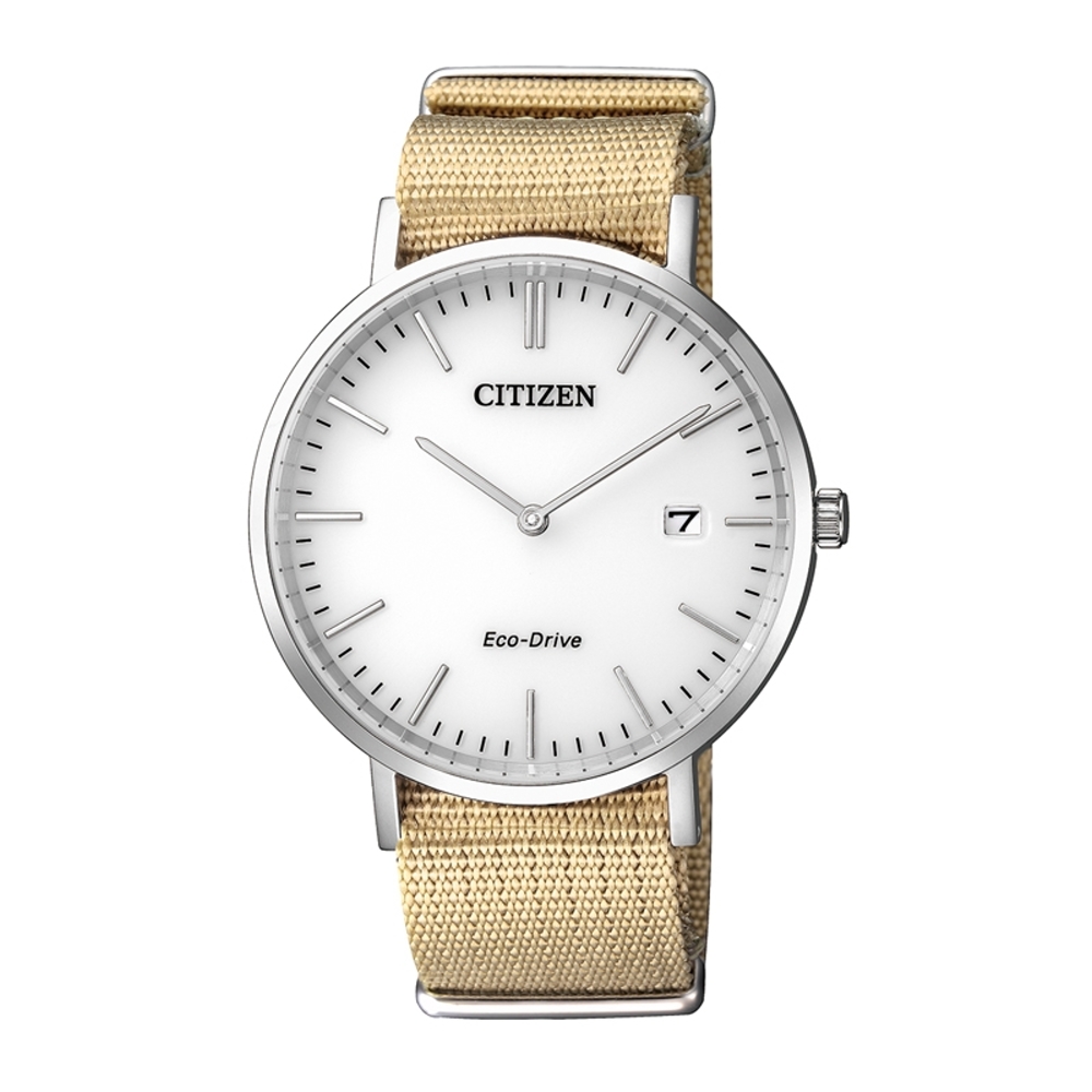 CITIZEN Eco-Drive 永恆典範時刻尼龍腕錶/白/AU1080-20A