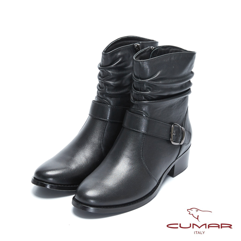 【CUMAR】率性柔美-簡約腳踝自然抓皺短靴