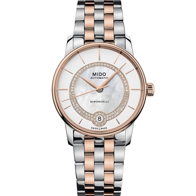 MIDO 美度 官方授權 Baroncelli 奢華優雅真鑽機械錶-M0378072203100