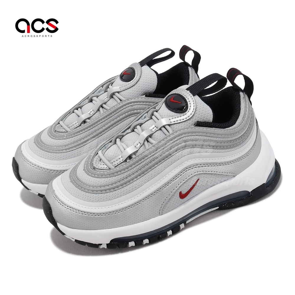 Nike 童鞋Air Max 97 QS PS 中童銀白紅子彈氣墊反光運動鞋FB2963-001