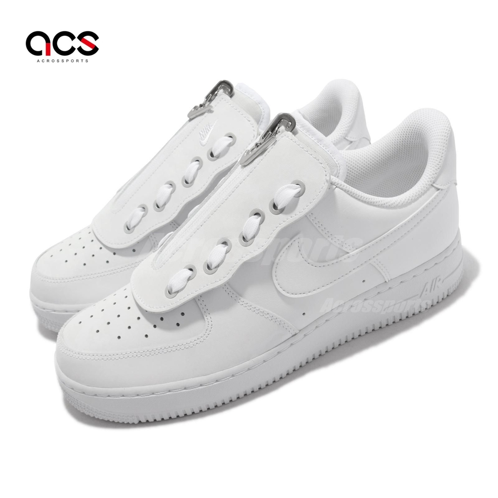 Nike 休閒鞋 Air Force 1 07 Shroud  經典 男女鞋 拉鍊 皮革 情侶穿搭 全白 DC8875100