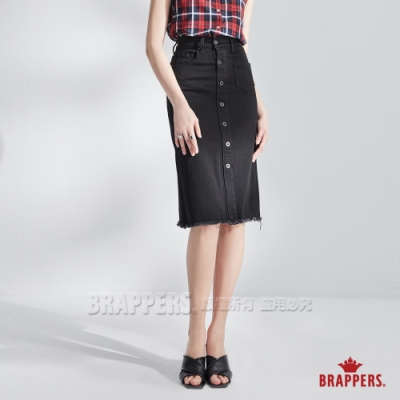 BRAPPERS 女款 新美腳 ROYAL系列-彈性排釦七分裙-黑