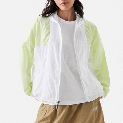 The North Face 北臉 外套 女款 運動連帽外套 防風 防曬 可打包 W 78 UPF WIND JACKET 白綠 NF0A5JXIIUE