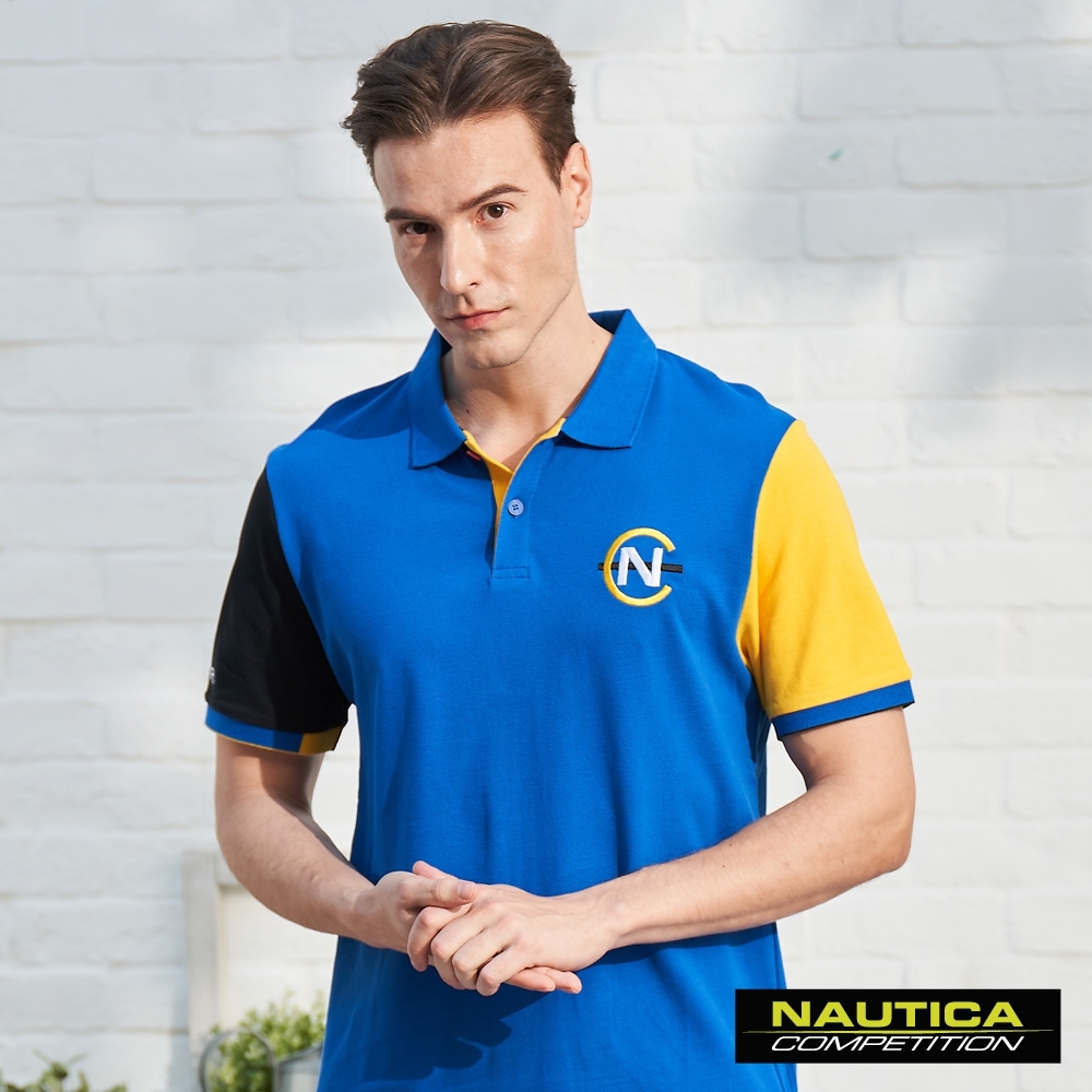 Nautica COMPETITION色塊拼接POLO衫-藍色