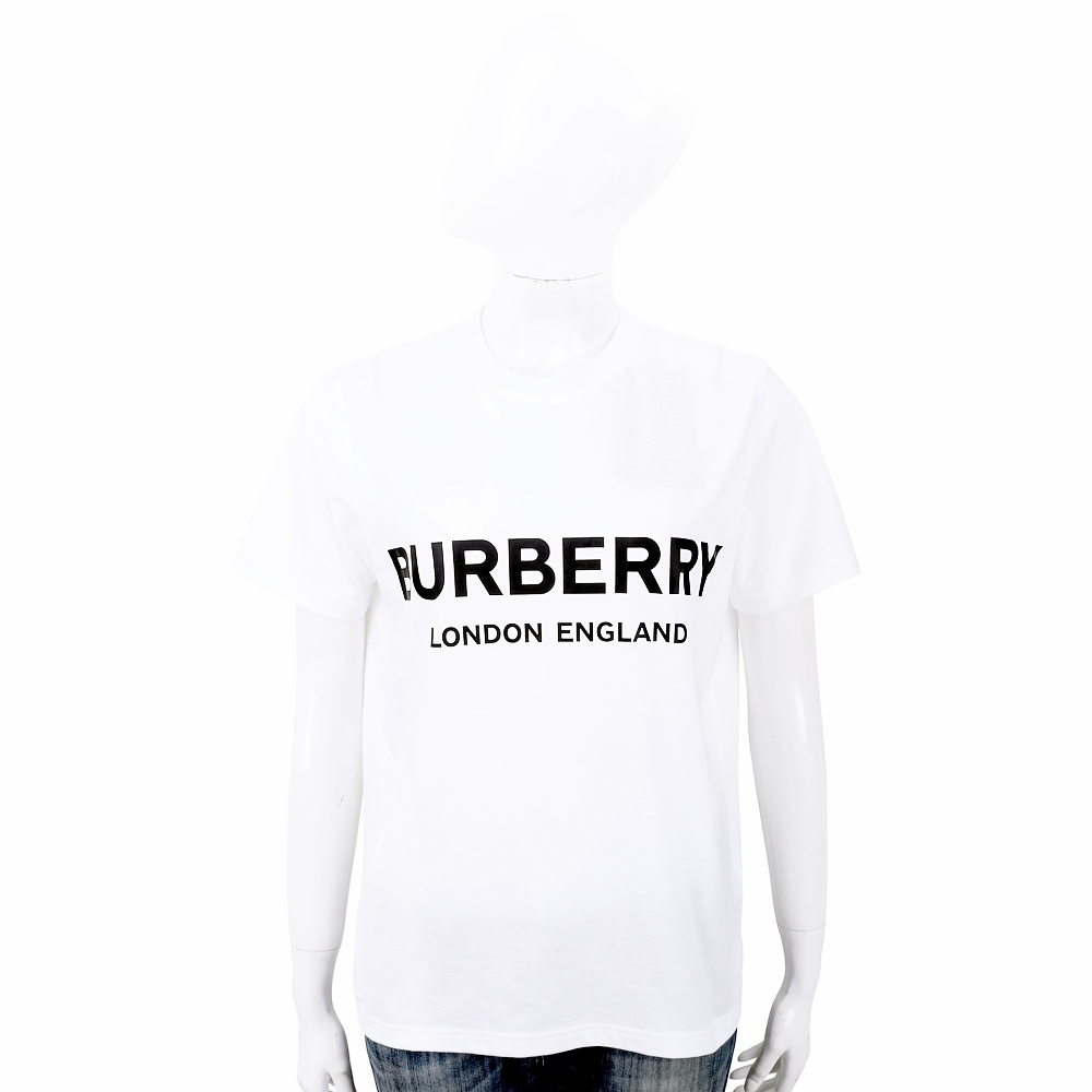 BURBERRY 字母徽標印花棉質短袖T恤(女款/白色)