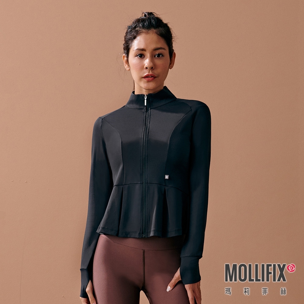Mollifix 瑪莉菲絲 造型修身傘狀訓練外套 (黑)