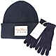 MAX MARA-Leisure 簇絨刺繡字母羊毛絨混紡羅紋反褶針織帽+手套(深藍色) product thumbnail 1