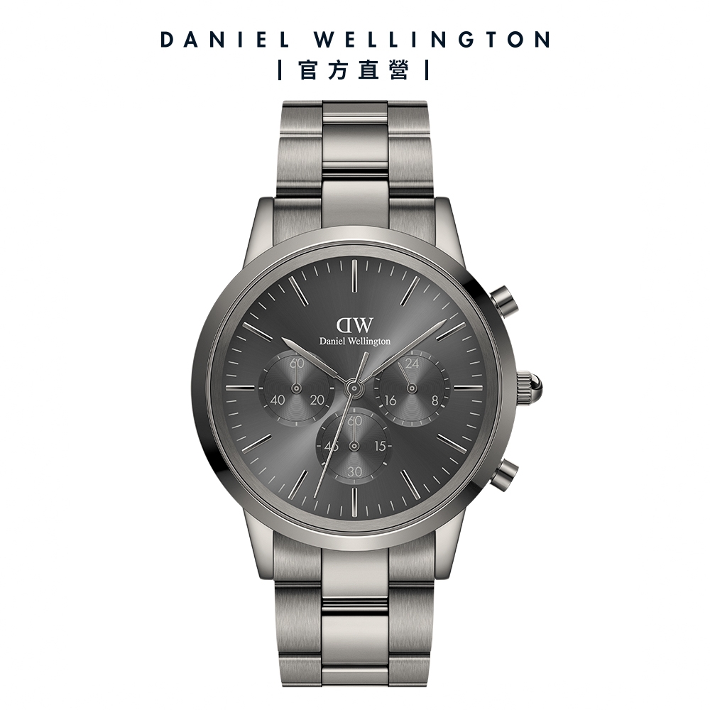 Daniel Wellington DW 手錶 Iconic Chronograph 42ｍｍ太空灰三眼精鋼錶灰錶盤 DW00100643