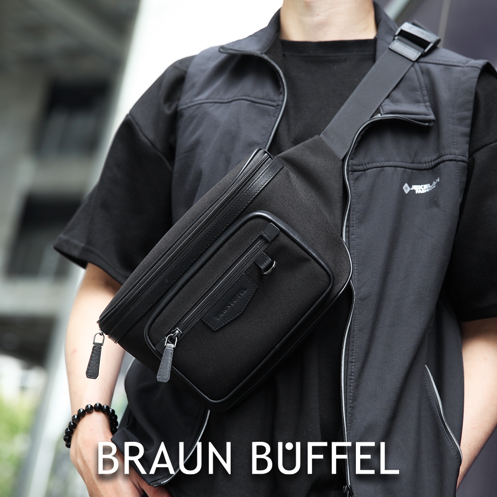 【BRAUN BUFFEL 德國小金牛】台灣總代理 吉普 腰胸包-黑色/BF535-07-BK