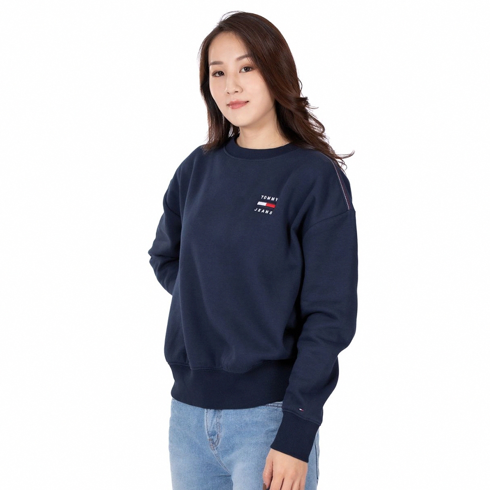 TOMMY 經典刺繡Logo大學T恤(女)-深藍色