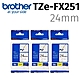 【3入組】brother 原廠纜線可彎曲標籤帶 TZe-FX251 (白底黑字 24mm) product thumbnail 1