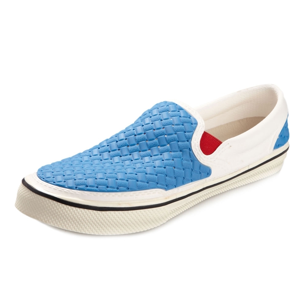 美國加州 PONIC&Co. DEAN 防水輕量 透氣懶人鞋 雨鞋 藍白 防水鞋 編織平底 休閒鞋 樂福鞋 環保膠鞋